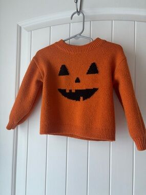 Toddler Orange Pumpkin Face Sweater